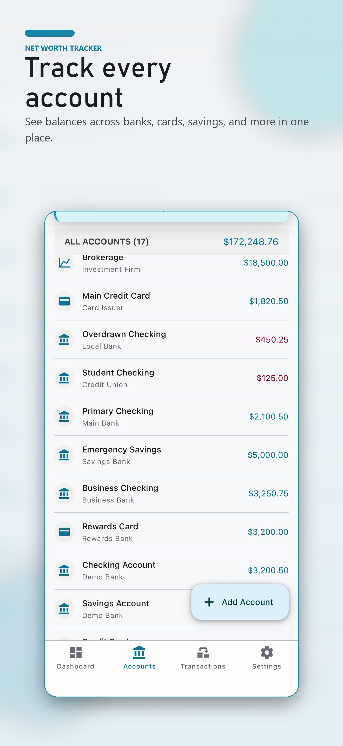 NWT accounts overview screenshot